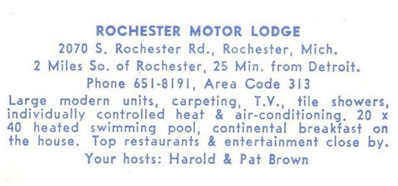 Rochester Motor Lodge - Vintage Post Card (newer photo)